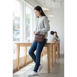 Fossil Leather Crossbody Purse Brown – Good Condition